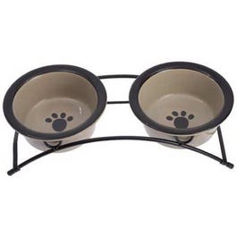 2-Bowl Pet Feeder With Stand, Taupe For Discount