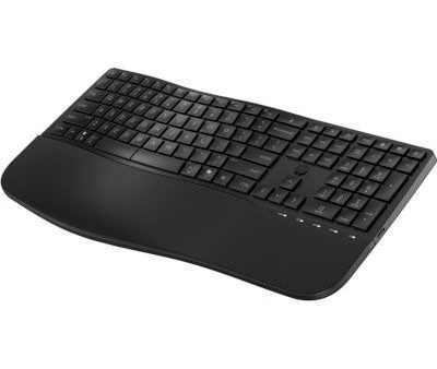 HP 685 Comfort Wireless Bluetooth Wave-Like Keyboard w Palm Rest - Dual Mode, Sanitizable, Programmable, Adjustable Angles, Tilt - Black - US ENG For Discount