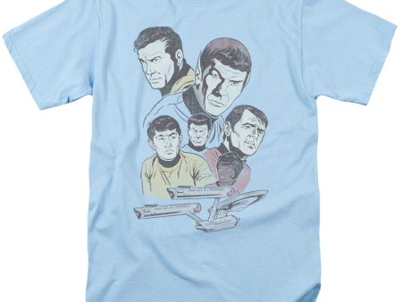 STAR TREK : RETRO CREW S\S ADULT 100% COTTON 18\1 T-SHIRT LIGHT BLUE SM For Discount