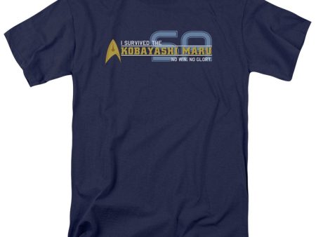 STAR TREK : I SURVIVED S\S ADULT 100% COTTON 18\1 T-SHIRT NAVY XL Discount