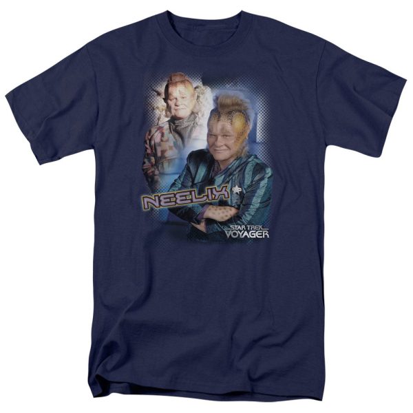 STAR TREK : NEELIX S\S ADULT 100% COTTON 18\1 T-SHIRT NAVY SM Discount